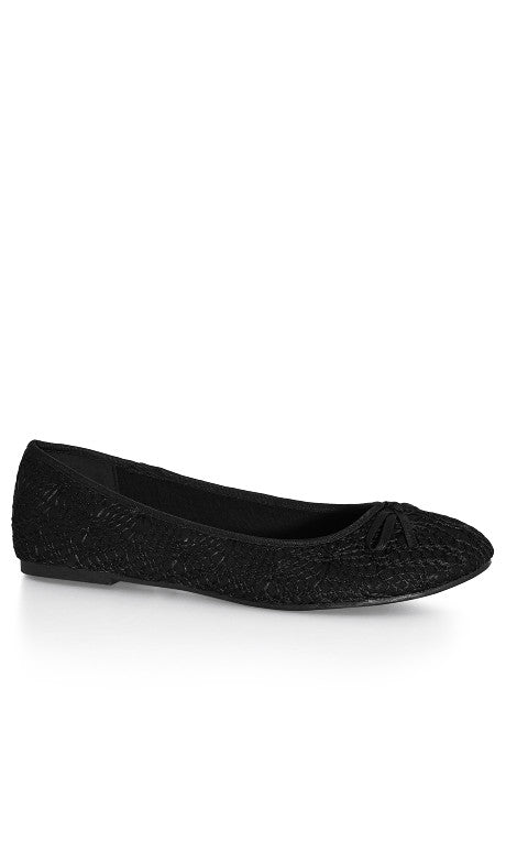 EVANS WIDE FIT Crochet Ballet Flat - black