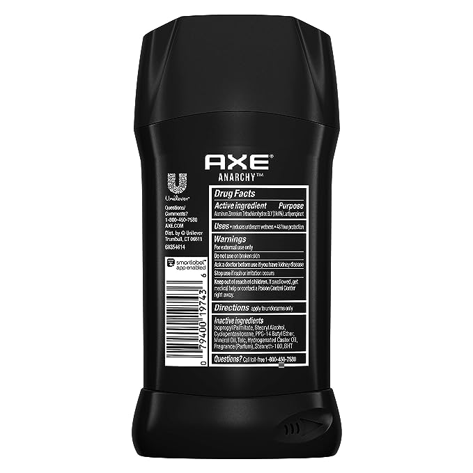 AXE Dual Action Antiperspirant Stick for Long Lasting Freshness Anarchy Dark Pomegranate & Sandalwood 48 Hour Anti Sweat Mens 2.7 oz