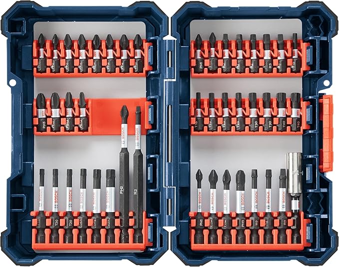 Bosch SDMS44 44-Piece Assorted Impact Tough Screwdriving Custom Case System Set for Screwdriving Applications