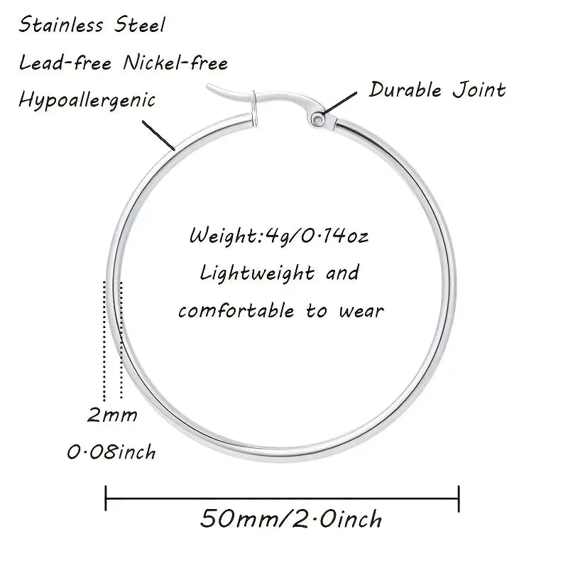 Stainless Steel Big Hoop Earrings Large Hoop Earrings For Women Girls