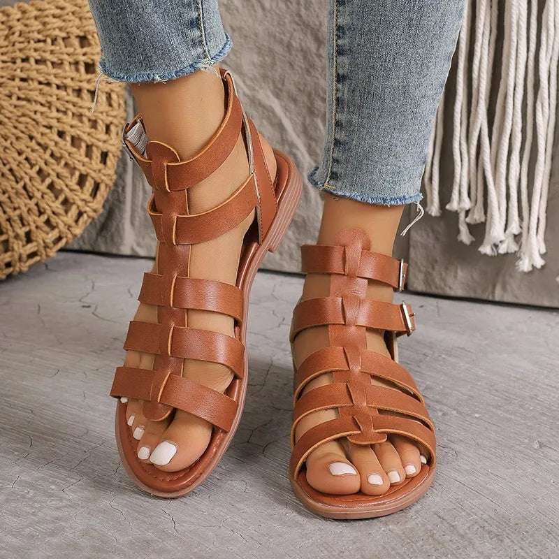 New Woman Trend Rome Women's Shoes Summer Sandals Female Daily Outdoor Solid Open Toe Flat Sandals Female Bohemia Beach Sandalen