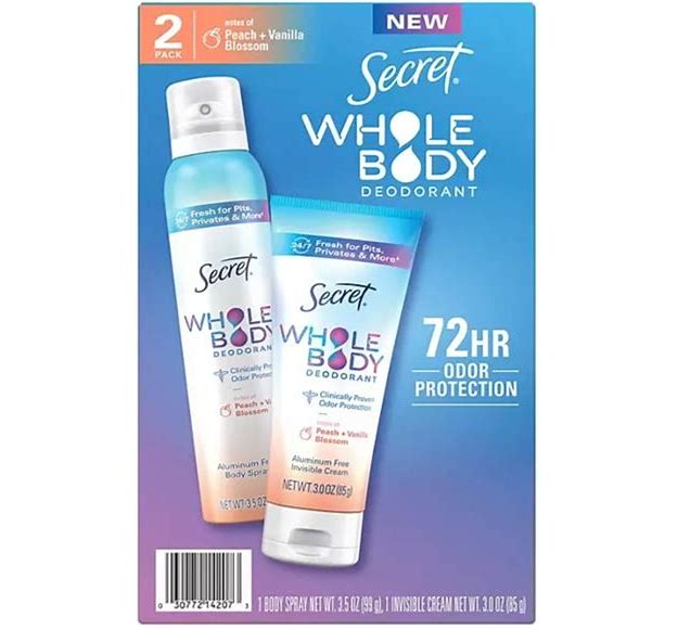 Secret Whole Body Deodorant Duo, Peach & Vanilla Blossom, 2 Pk.