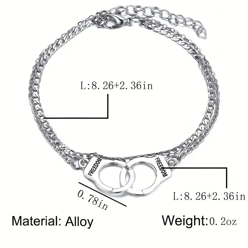 Double Layer Handcuff Anklet Boho Style Ankle Bracelet For Women & Girls 1 Pc