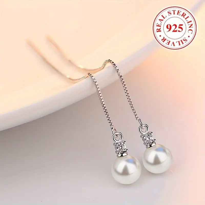 Sterling Silver Freshwater Pearl Dangle Earrings - Hypoallergenic