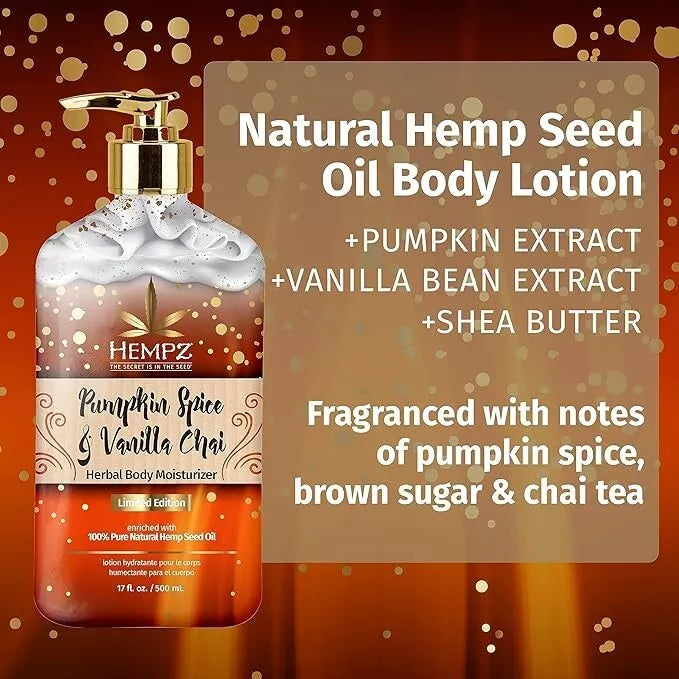 Hempz Pumpkin Spice & Vanilla Chai Limited Edition Moisturizer Lotion 17 oz.