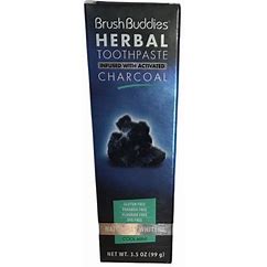 Brush Buddies Herbal Toothpaste with Activated Charcoal, Whitening Toothpaste, Charcoal Toothpaste for Whitening Teeth - Cool Mint Oral