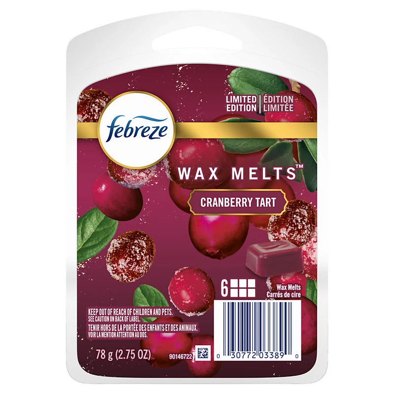 Febreze Limited Edition Cranberry Tart Wax Melts Net Wt. 2.75 OZ (78 g) Per Package