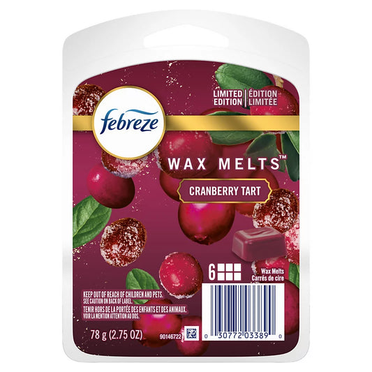 Febreze Limited Edition Cranberry Tart Wax Melts Net Wt. 2.75 OZ (78 g) Per Package