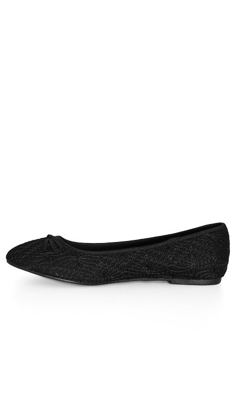 EVANS WIDE FIT Crochet Ballet Flat - black