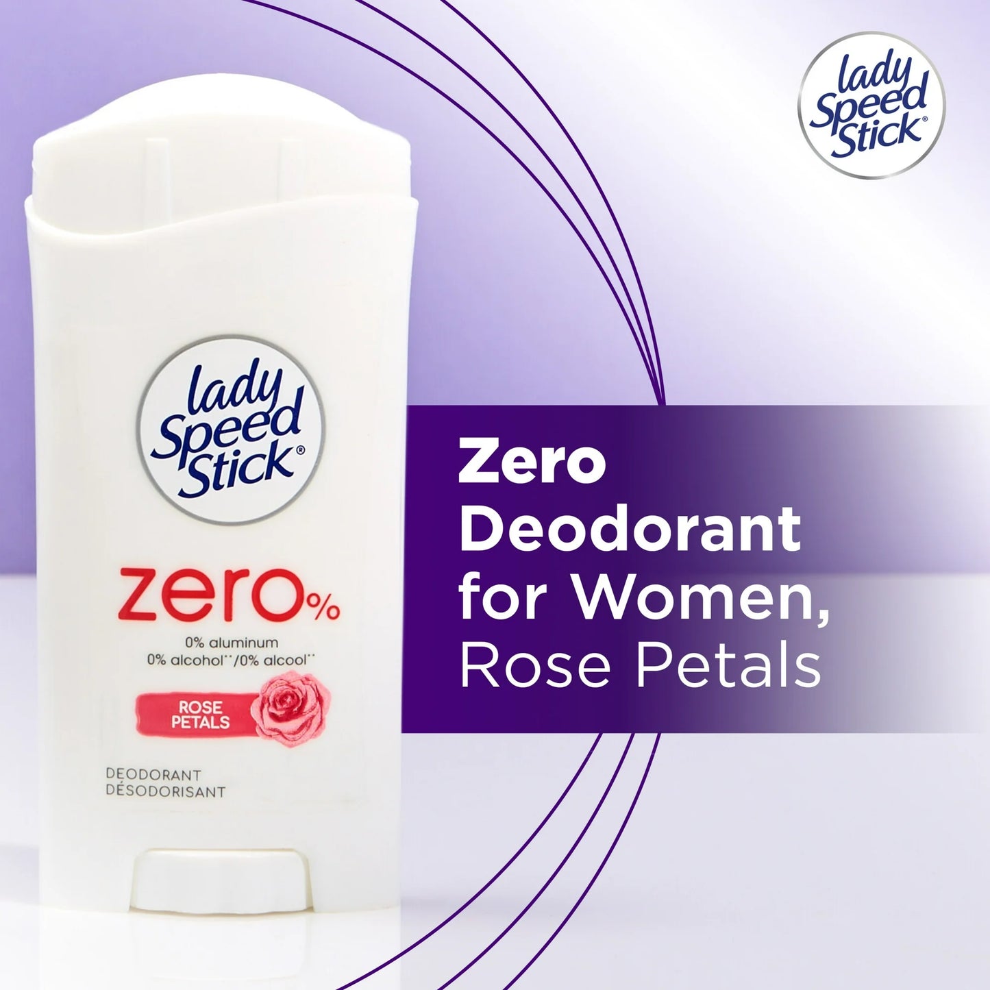 Lady Speed Stick Zero Deodorant for Women, Rose Petals, 2.1 Oz