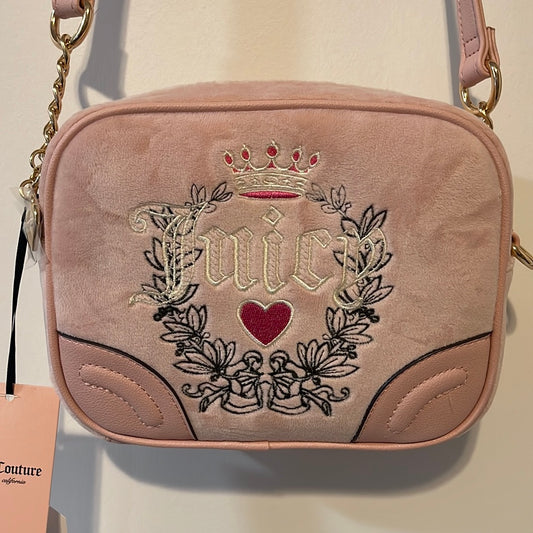 Juicy Couture Pink Diamond Heritage Crossbody Velour Shoulder Purse