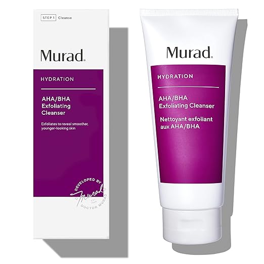 Murad AHA/BHA Exfoliating Cleanser - Hydration Exfoliating & Moisturizing Salicylic, Lactic and Glycolic Acid Face Wash - Creamy Skin Smoothing Treatment Backed by Science