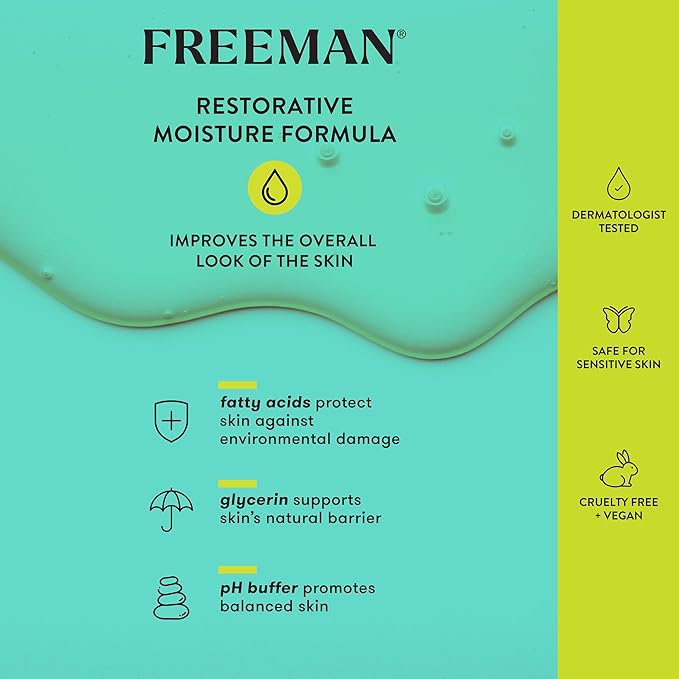 Freeman Cleanser + Mask, Moisturizing & Purifying Cream-To-Foam Face Wash, Multipurpose Skincare, Face Cleanser & Face Mask, AHA's & Botanical Extracts Facial Mask, 3 fl.oz./ 89 mL Tube, 1 Count