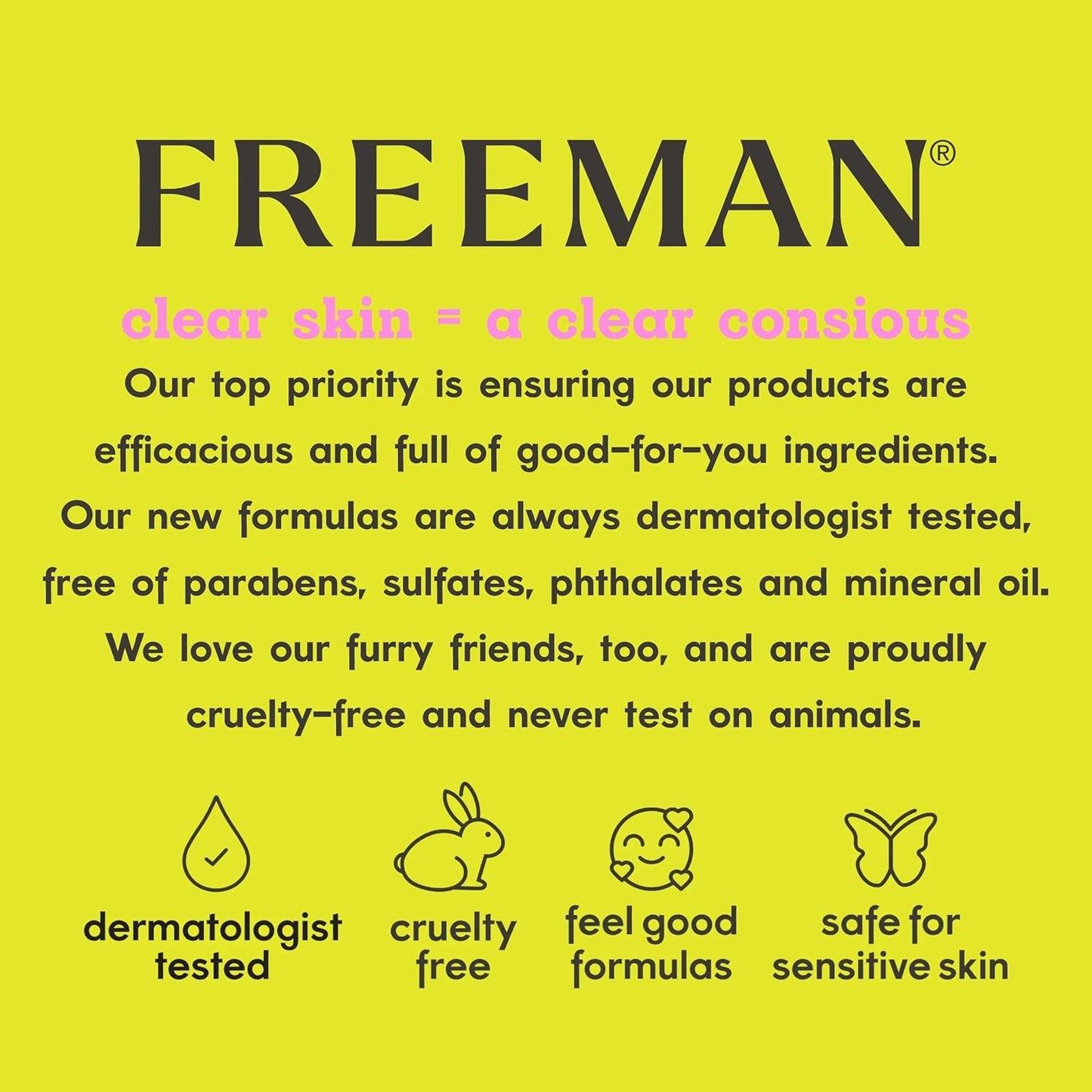 Freeman Cleanser + Mask, Moisturizing & Purifying Cream-To-Foam Face Wash, Multipurpose Skincare, Face Cleanser & Face Mask, AHA's & Botanical Extracts Facial Mask, 3 fl.oz./ 89 mL Tube, 1 Count