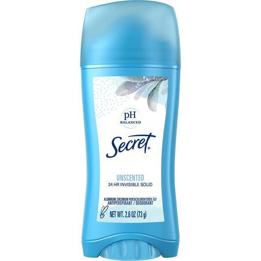 Secret Antiperspirant Deodorant Invisible Solid Unscented - 2.6 oz