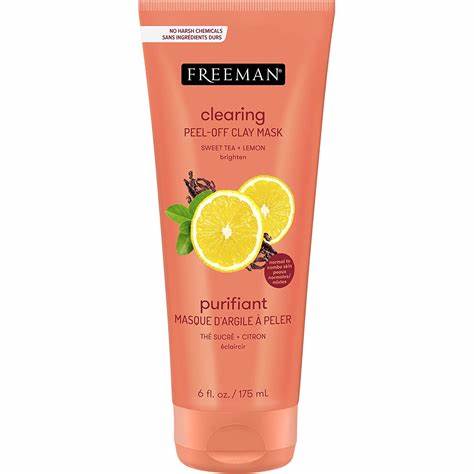 Freeman Feeling Beautiful Peel-Away Clay Mask, Sweet Tea & Lemon 6 oz Radiant Skincare Facial Mask Skin Repair