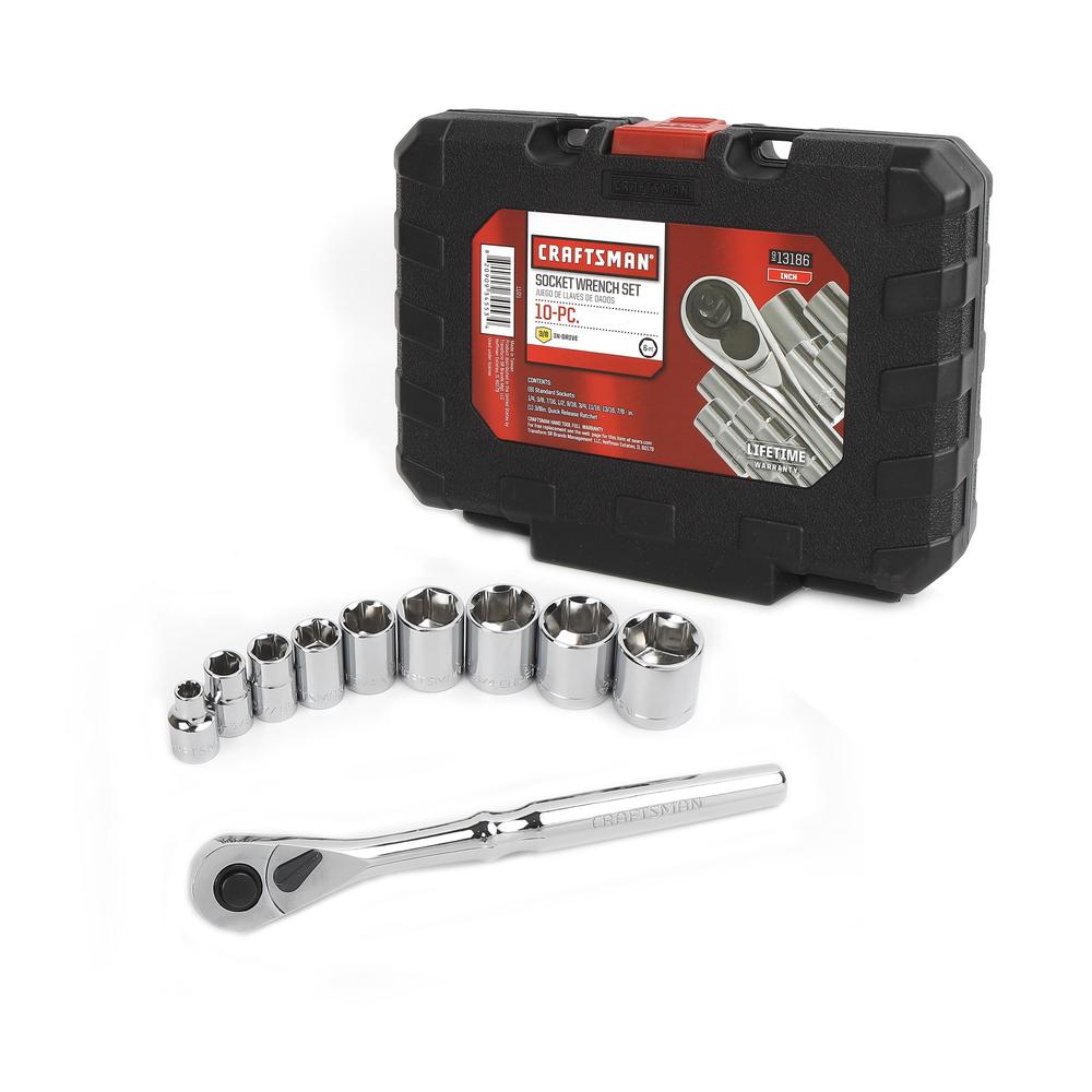 Craftsman 10-Piece 6-Point 3/8-In Metric or Inch Socket Wrench Set