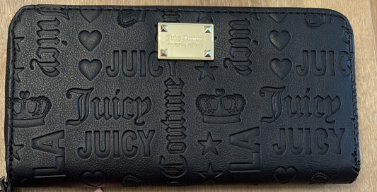 Juicy Couture Black Large Wallet Gothic Logo Deboss Daydream