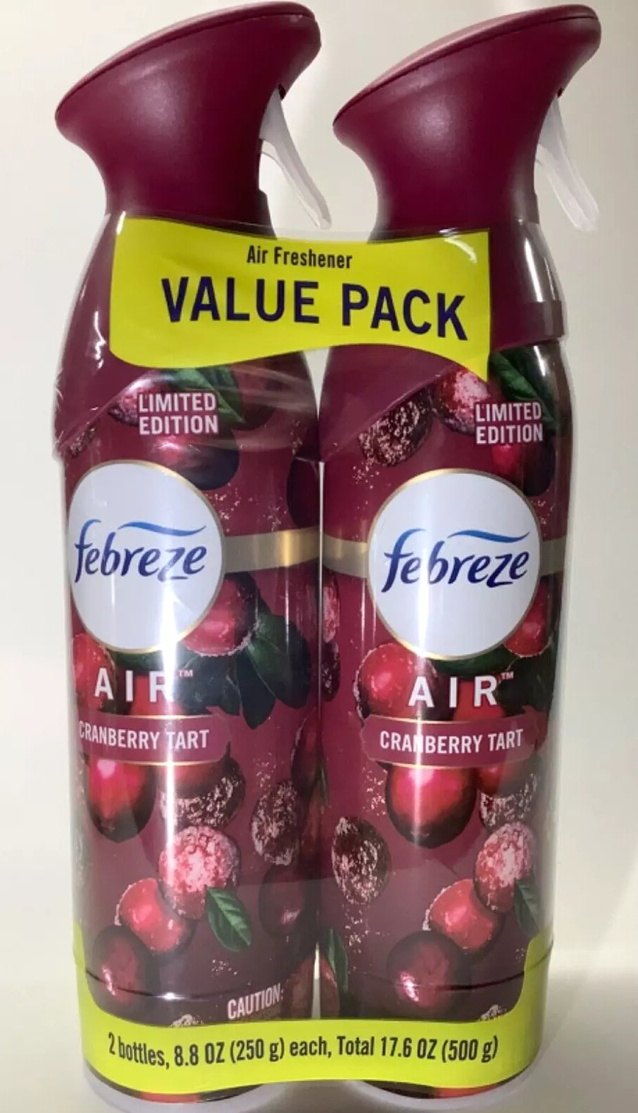 2 Febreze Air Cranberry Tart Air Freshener 8.8 oz Rare Limited Edition